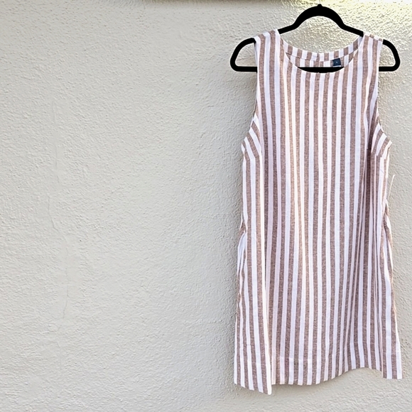 Old Navy Dresses & Skirts - Old Navy Brown Striped Linen Blend Dress